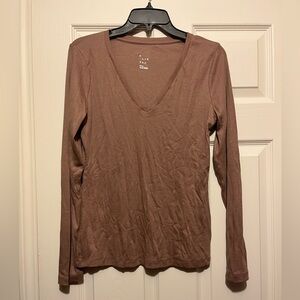 A NEW DAY Brown Ribbed Long Sleeve Tee - Size S